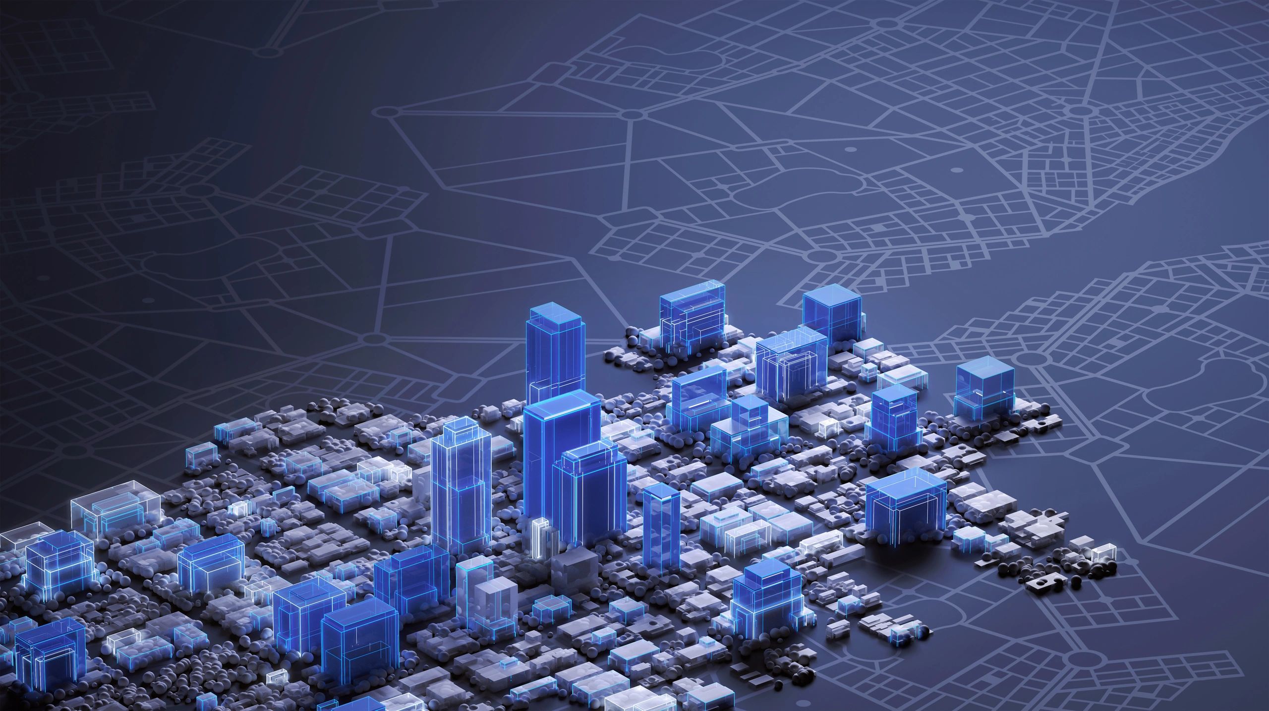 Smart city and building model representing PropTech